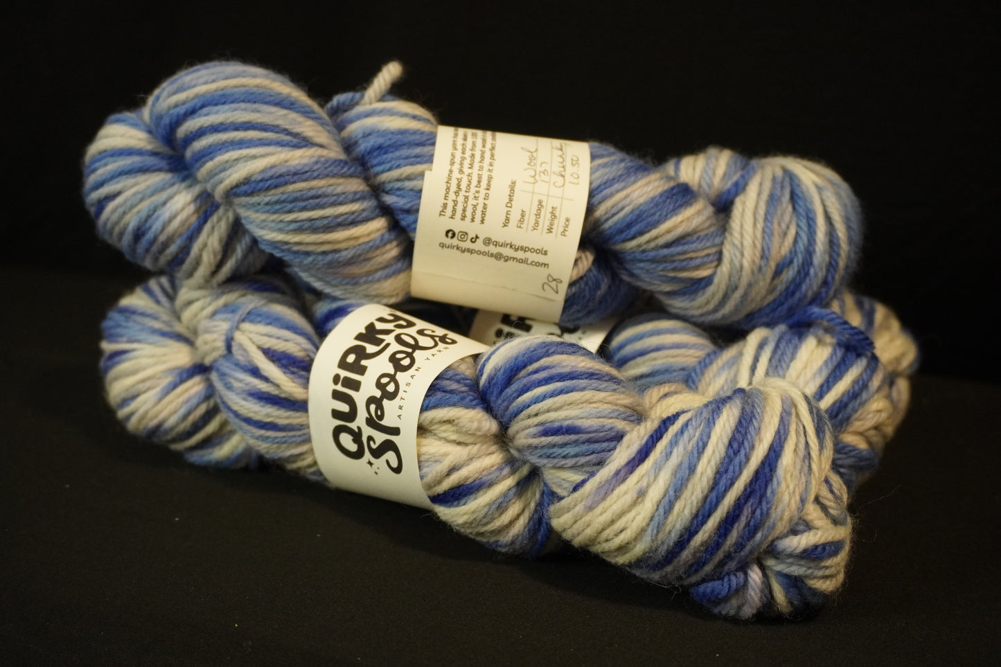 Worsted Periwinkle and White Yarn