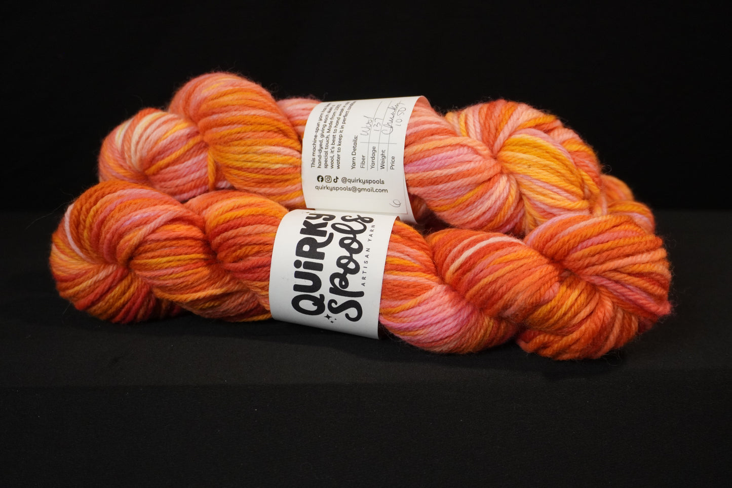 Chunky orange and gold wool yarn