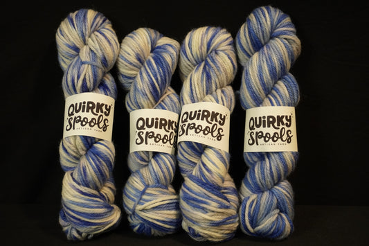 Worsted Periwinkle and White Yarn